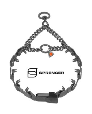 HS Sprenger Poludavilica NECK TECH SPORT crni INOX mat, do 65 kg - zaokretni prsten + KLIK kopča 60 cm