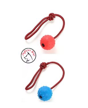 Tvrda lopta na uzici Ø 6,5 cm x 50 cm konopa
