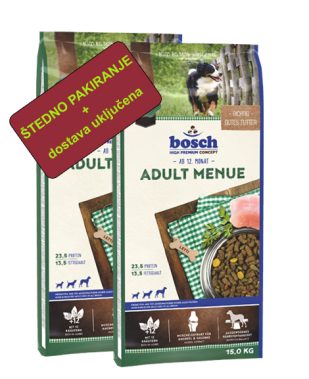 bosch Adult Menue 2 x 15 kg - za stabiliziranje crijevne flore i imuniteta
