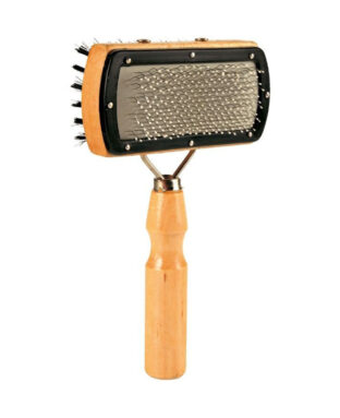 Četka dvostana metalni / dlakavi zupci, drvena ručka