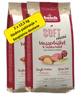bosch HPC SOFT MAXI vodeni bivol (40%) & batat – BEZ ŽITARICA  2 x12,5 kg