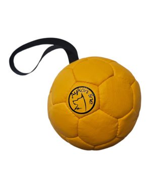 Kožna lopta s rukohvatom, žuta - Ø16 cm
