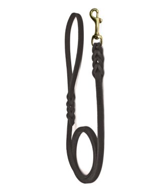 Povodnik od crne meke masne kože - 2 m x12mm - mesing karabin