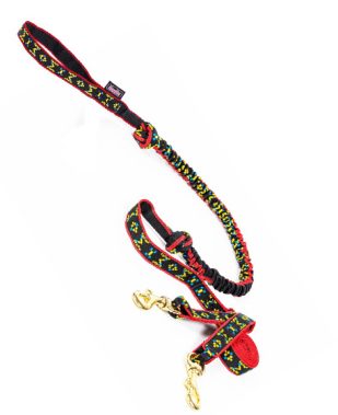ManMat Canicross LONG Bungee Line - crveni povodnik 1,85 m s amortizerom (rastegnuto 2,50 m) za 2 psa