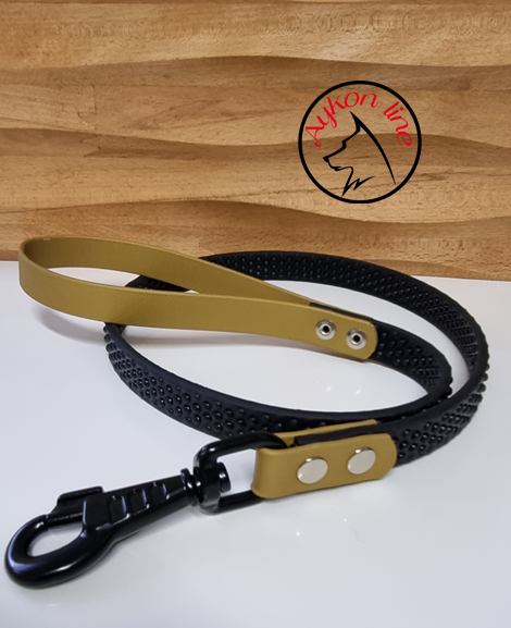 Aykon line BioThane® protuklizni povodnik SUPER GRIP 19 mm (crno/zlatni) – 1 / 1,5 / 1,8 / 2 m