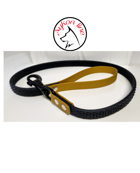 Aykon line BioThane® protuklizni povodnik SUPER GRIP 19 mm (crno/zlatni) – 1 / 1,5 / 1,8 / 2 m - Slika 2