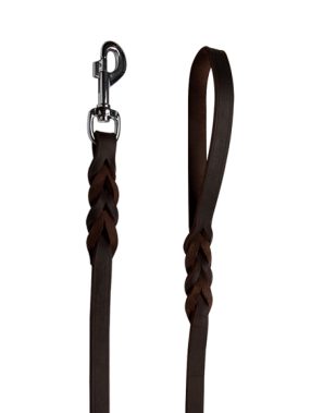 Povodnik od crne meke masne kože - 1m ili 2 m (12 mm) - krom karabin