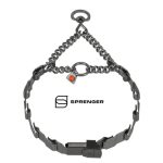 HS Sprenger Poludavilica NECK TECH FUN - crni INOX do 65 kg, zaokretni prsten + KLIK kopča 64 cm